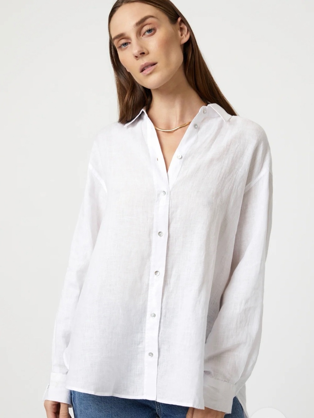 Mavi White Linen Button-Down Shirt